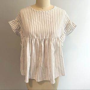 Altar’d State Striped Ruffle Short Sleeve